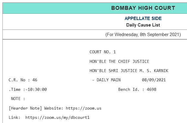 Bombay High Court Cause List